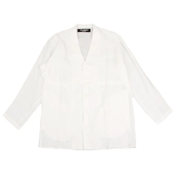 Yohji Yamamoto POUR HOMME Linen Front Switching Long Jacket White 1 K-149672_001