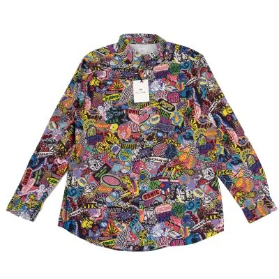 Paul Smith PS Sticker Printed Long Sleeve Shirt
