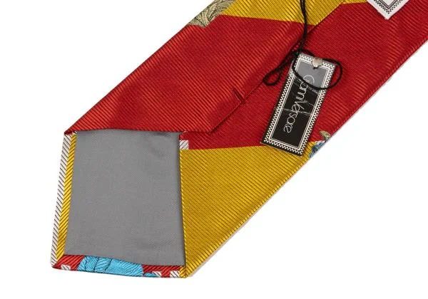 ジャンニヴェルサーチGIANNI VERSACE フラワージャガードシルクネクタイ シルバーマルチ K-149709_005