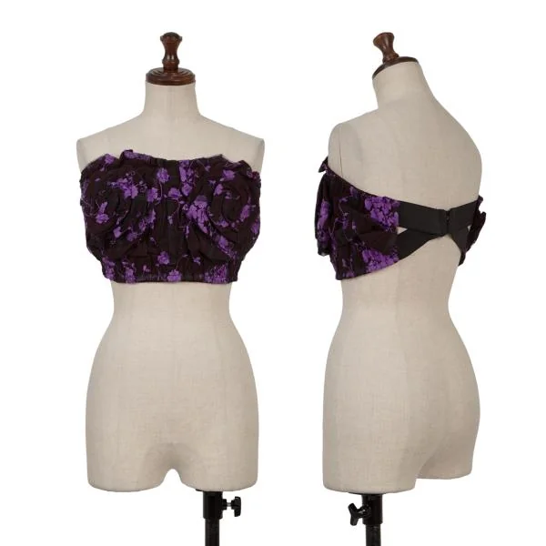 COMME des GARCONS Floral Embroidery Tulle Corset Black,Purple  K-149711_001