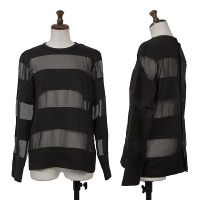 tricot COMME des GARCONS Stripe See-through Back Button T Shirt