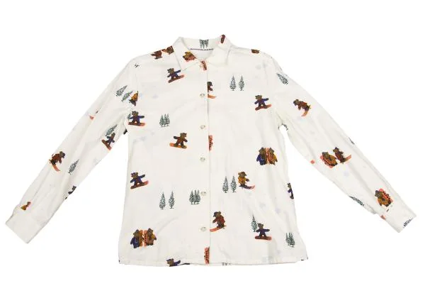 Mademoiselle NON NON Snow Bear Print Cotton Flannel Shirt K-149857_002
