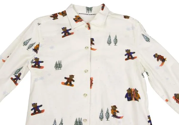 Mademoiselle NON NON Snow Bear Print Cotton Flannel Shirt K-149857_003