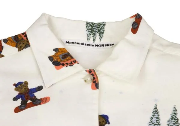 Mademoiselle NON NON Snow Bear Print Cotton Flannel Shirt K-149857_004