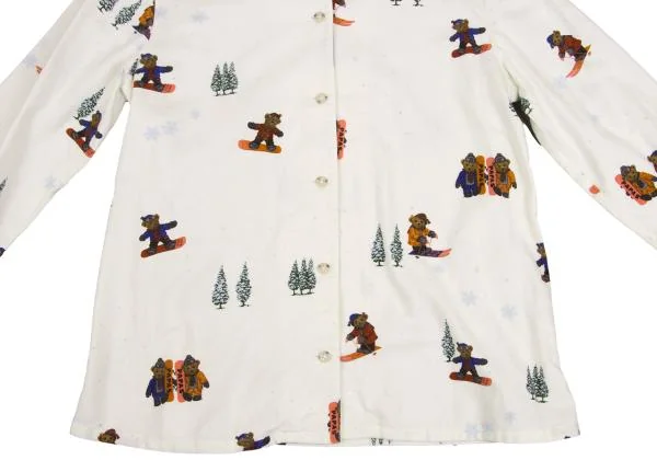 Mademoiselle NON NON Snow Bear Print Cotton Flannel Shirt K-149857_011