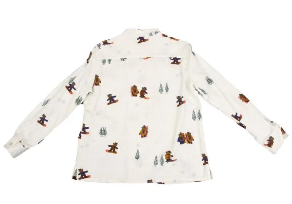 Mademoiselle NON NON Snow Bear Print Cotton Flannel Shirt K-149857_013