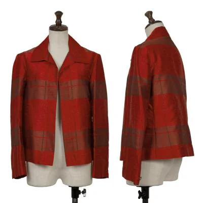 Y's Poly Cupra Checkered Buttonless Jacket