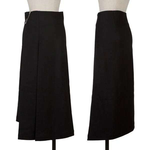 Y's Wool Tuck A-line Skirt Black 3 K-149874_001