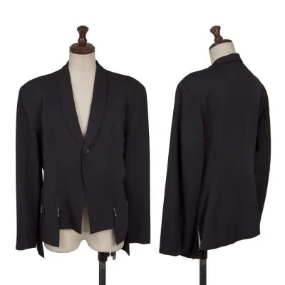 Y's Wool Gabardine Hem Zip Design Jacket