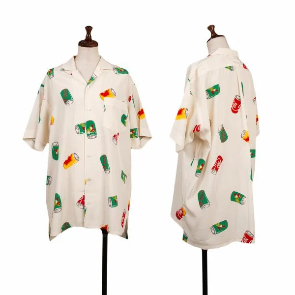 PINK HOUSE Printed Open Collar Short Sleeve Shirt White S-M K-149991_001