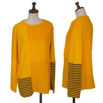 ISSEY MIYAKE I.S. Striped Switching Patchwork T shirt