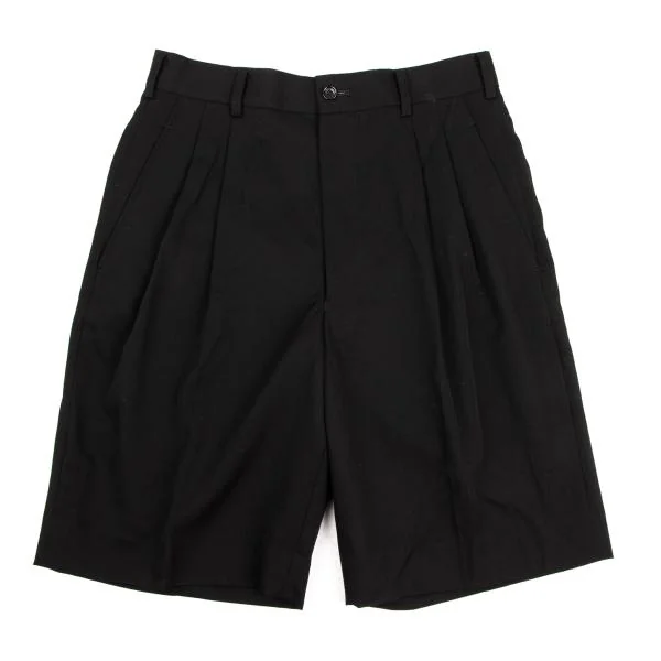 COMME des GARCONS Wool Gabardine Two Tuck Shorts Black S K-150084_001