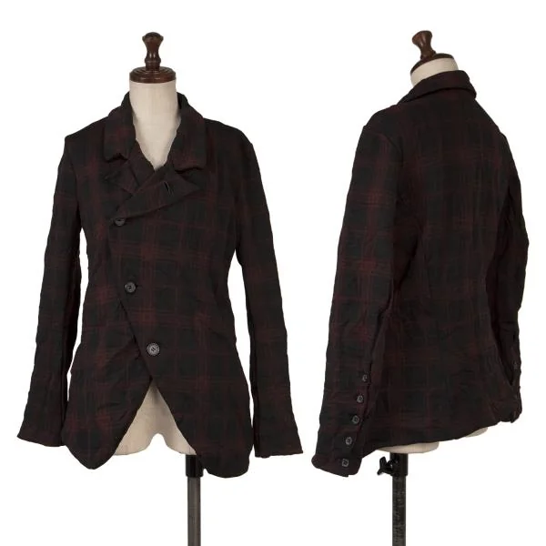 Y's Poly Wrinkle Check Jacket Black,Red 2 K-150118_001