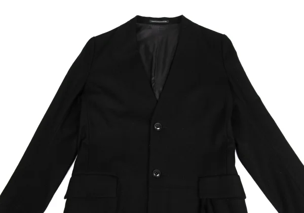 Y's Wool Draped Switching Collarless Coat K-150125_003