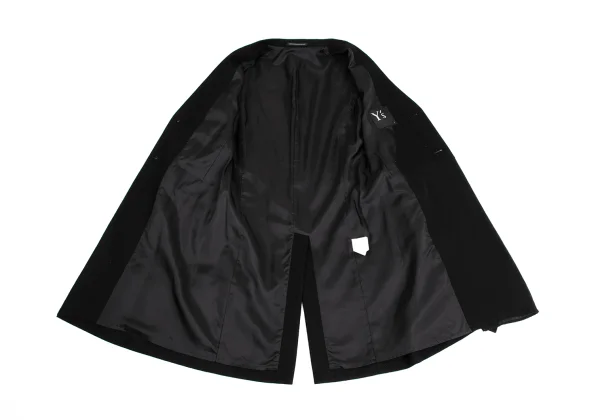 Y's Wool Draped Switching Collarless Coat K-150125_012