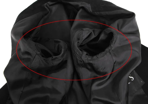 Y's Wool Draped Switching Collarless Coat K-150125_013
