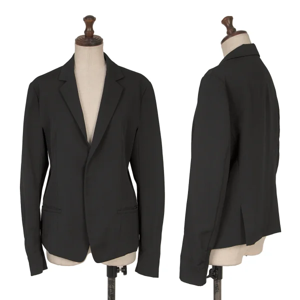 Y's Wool Gaba Ribbed Sleeve Jacket Black 2 K-150128_001