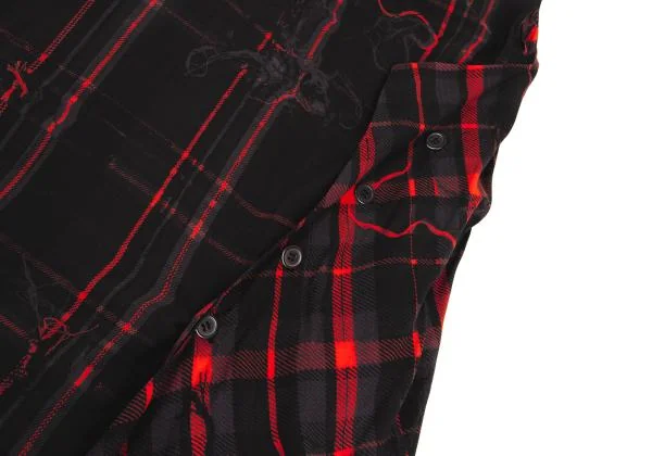Y's Check Printed Side Button Drape Sleeveless Dress K-150131_008