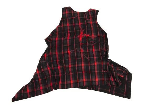Y's Check Printed Side Button Drape Sleeveless Dress K-150131_012