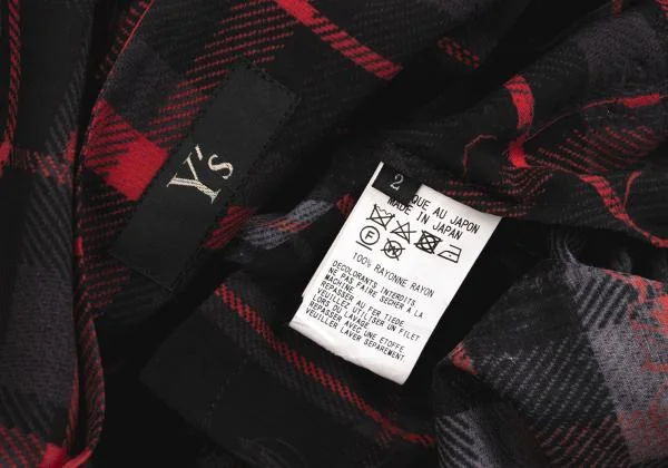 Y's Check Printed Side Button Drape Sleeveless Dress K-150131_015