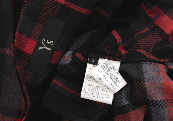 Y's Check Printed Side Button Drape Sleeveless Dress K-150131_016