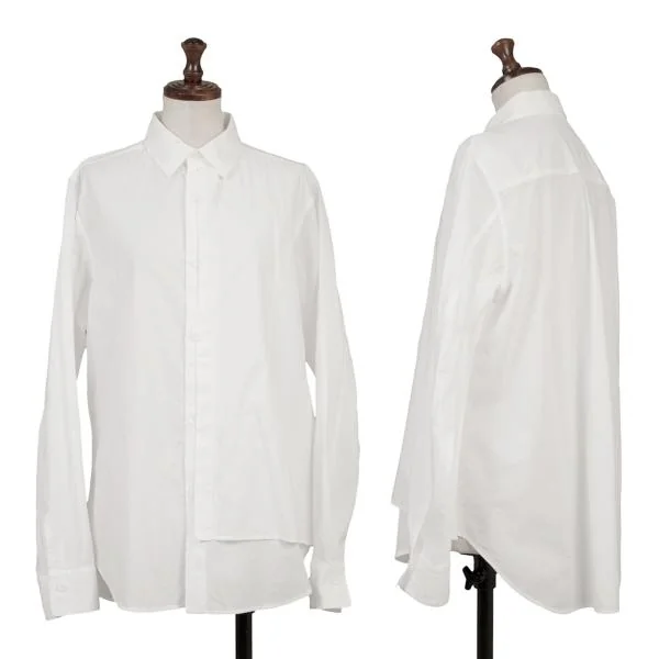 Y's Half Layered Design Long Sleeve Shirt White 2 K-150135_001