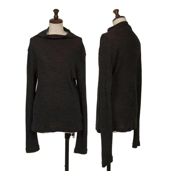 Y's Bicolor Ribbed Knit Charcoal,Bordeaux 2 K-150139_001