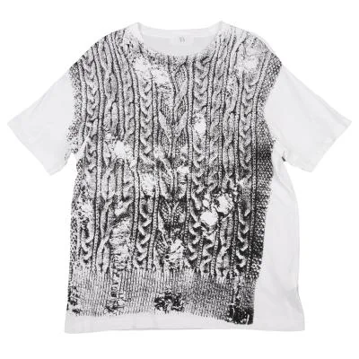 Y's Cable Knit Pattern Transfer Printed T-shirt