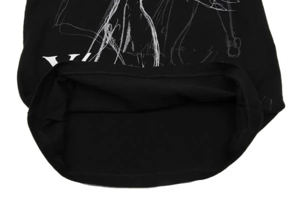 ワイズY's ドローイングプリントTシャツ 黒2 K-150142_008