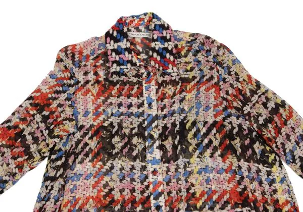 ツモリチサト エスニック柄ワンピース カラフルプリント ドルマンスリーブ 2 ツモリチサトTSUMORI CHISATO ニット使いカラフルプリントシアー