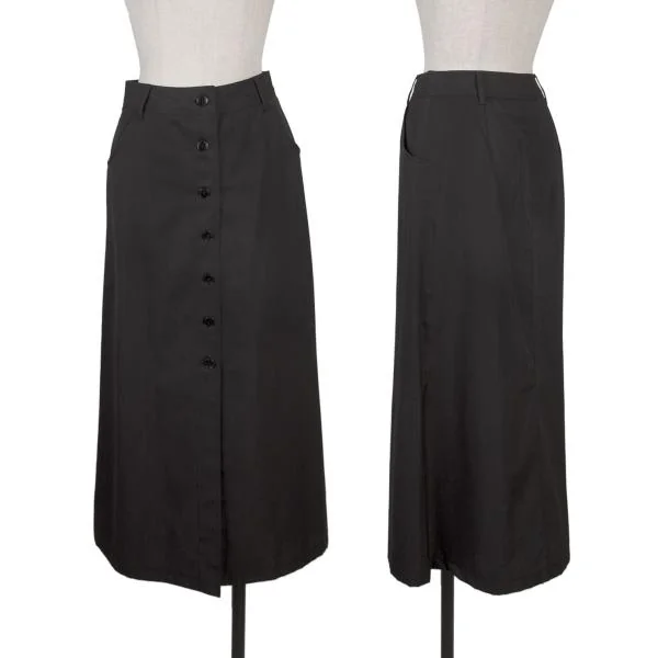 agnes b. LOLITA Wool Blend Front Button Long Skirt Black XS-S K-150185_001
