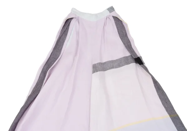 ヴィヴィアンウエストウッドVivienne Westwood マルチカラーリネンワイドパンツ ライトピンク水色他8 K-150193_002
