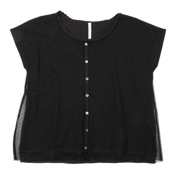 sunao kuwahara Cotton Lace Layered Design Short Sleeve Blouse K-150247_002