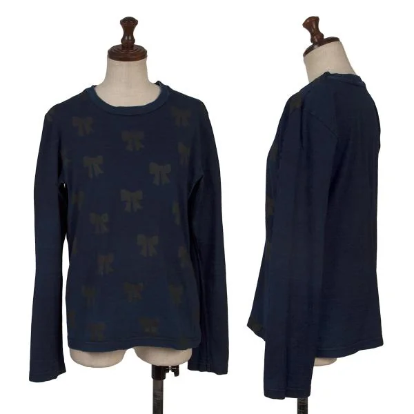 COMME des GARCONS Cotton Ribbon Print T shirt Navy M K-150284_001