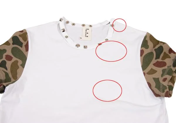 tao COMME des GARCONS Studded Neck Camo Switching Sleeve T-shirt K-150476_002