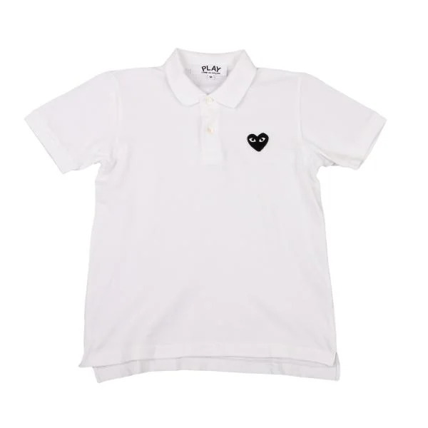 【美品】プレイコムデギャルソン　ポロシャツ　ハートロゴ　ワッペン　鹿の子　XL プレイ コムデギャルソンPLAY COMME des GARCONS ハートワッペン