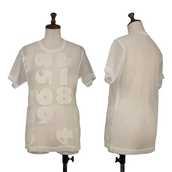 COMME des GARCONS Number Printed Sheer T-shirt White S-M K-150482_001