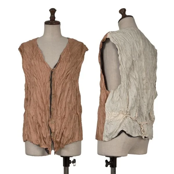 Unbranded Wrinkled Gilet Vest Beige,Ivory S-M K-150506_001