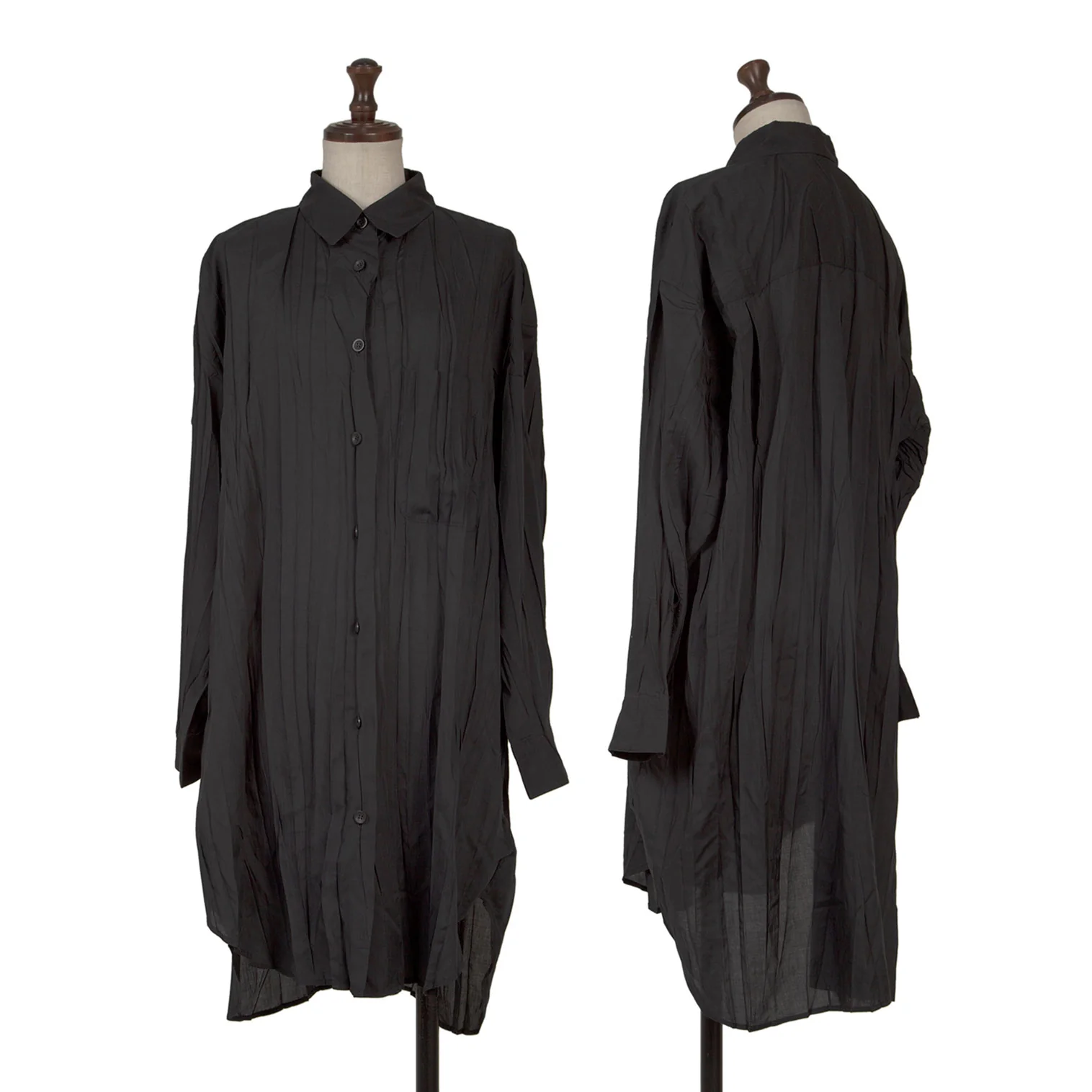 イッセイミヤケISSEY MIYAKE ポリシワ加工ロングシャツ 黒M | DC