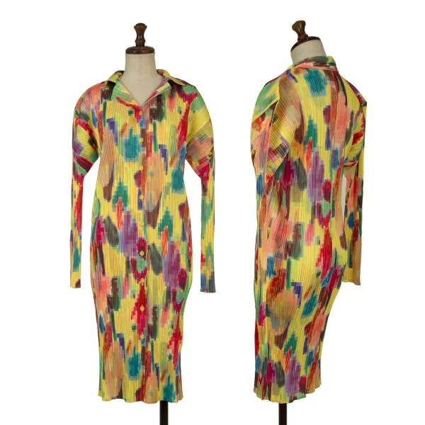 PLEATS PLEASE Colorful Mosaic Printed Pleats Long Shirt Multi-Color 3 K-150523_001