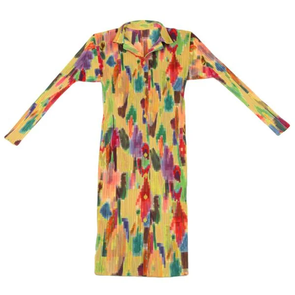 PLEATS PLEASE Colorful Mosaic Printed Pleats Long Shirt K-150523_002