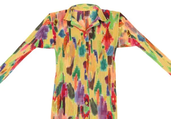 PLEATS PLEASE Colorful Mosaic Printed Pleats Long Shirt K-150523_003