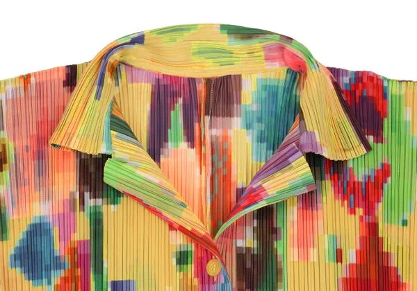 PLEATS PLEASE Colorful Mosaic Printed Pleats Long Shirt K-150523_004