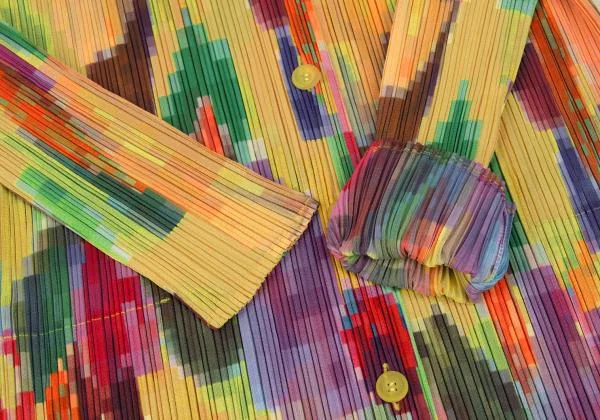 PLEATS PLEASE Colorful Mosaic Printed Pleats Long Shirt K-150523_007