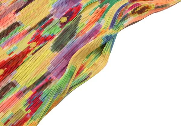PLEATS PLEASE Colorful Mosaic Printed Pleats Long Shirt K-150523_009