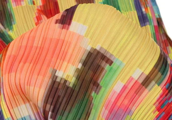 PLEATS PLEASE Colorful Mosaic Printed Pleats Long Shirt K-150523_014