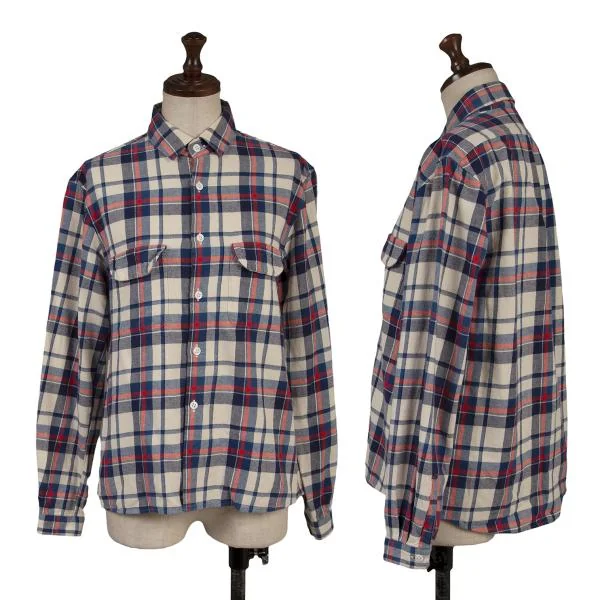 DIGAWEL Cotton Check Flannel Shirt Blue,Ivory 1 K-150552_001