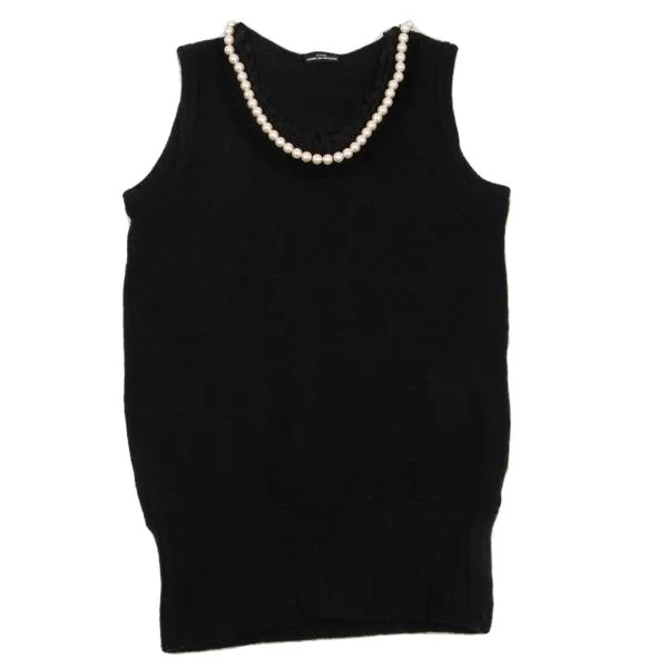 トリココムデギャルソンtricot COMME des GARCONS パール装飾ノースリーブニット 黒M位 K-150641_002
