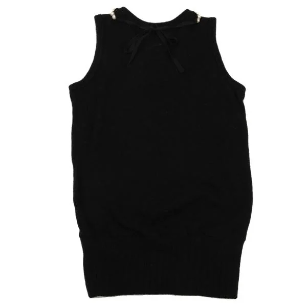 トリココムデギャルソンtricot COMME des GARCONS パール装飾ノースリーブニット 黒M位 K-150641_008