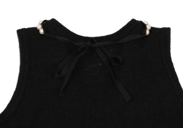 トリココムデギャルソンtricot COMME des GARCONS パール装飾ノースリーブニット 黒M位 K-150641_009